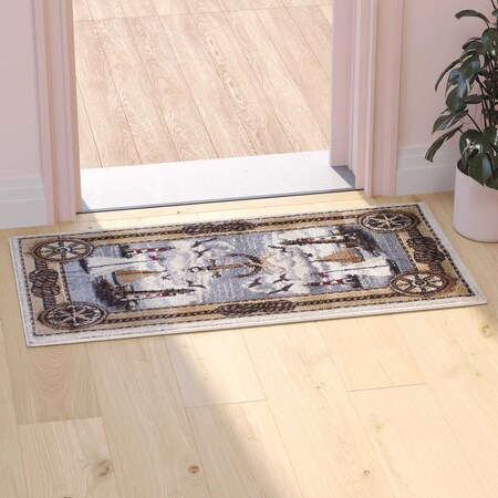 Flash Furniture Beige 2x3 Nautical Seaside Indoor Area Rug ACD-RGZ8751-23-BG-GG
